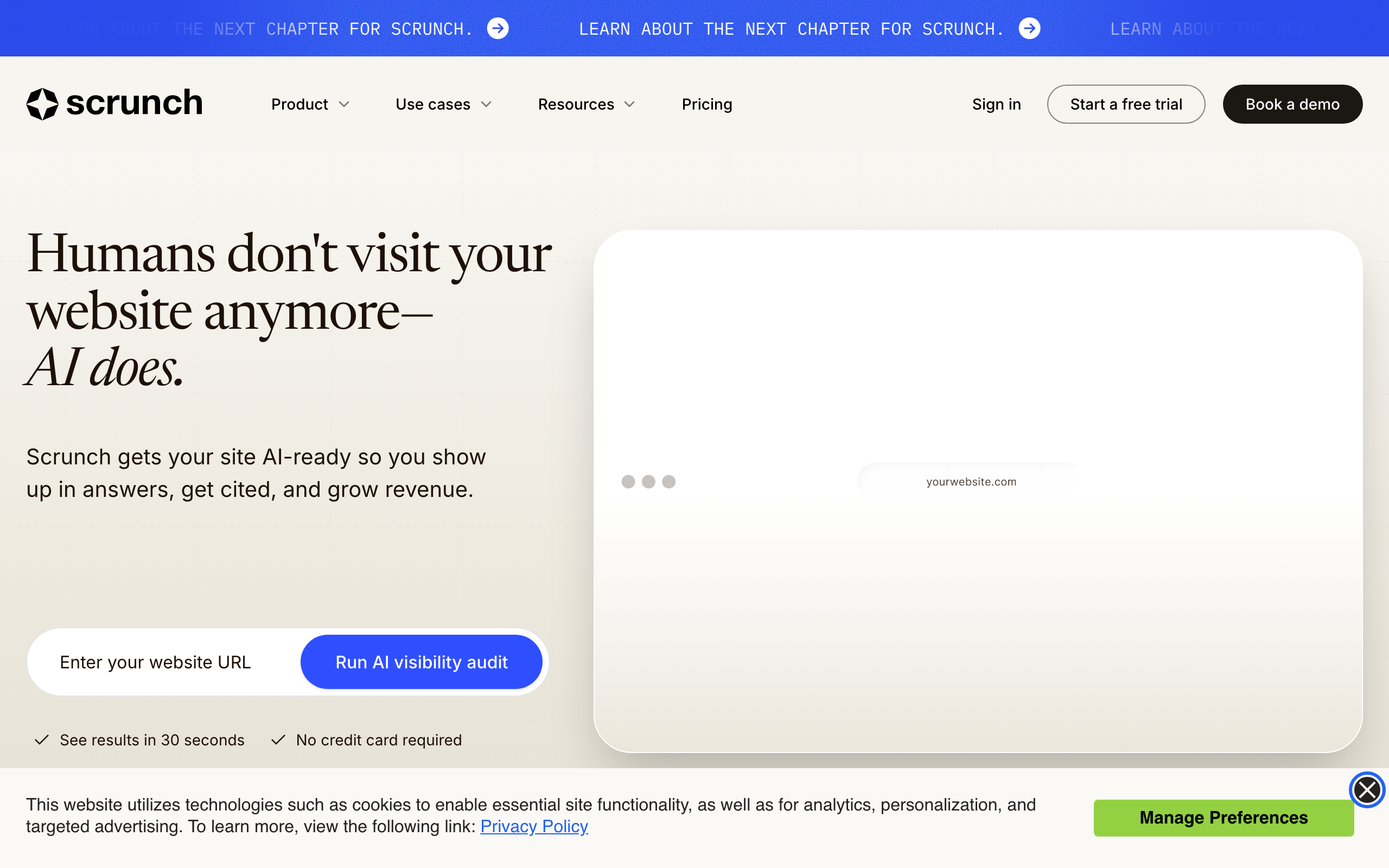 Scrunch AI homepage